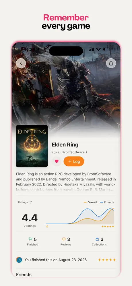 Remember every game: a game page with ratings and your history